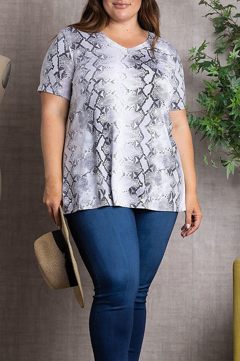 Snake print v-neck plus size tunic (EDSW3397)