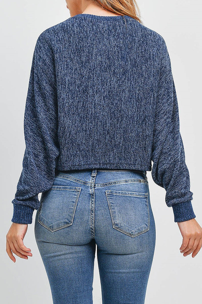 Crew neck loose fit crop sweater (EF1603)