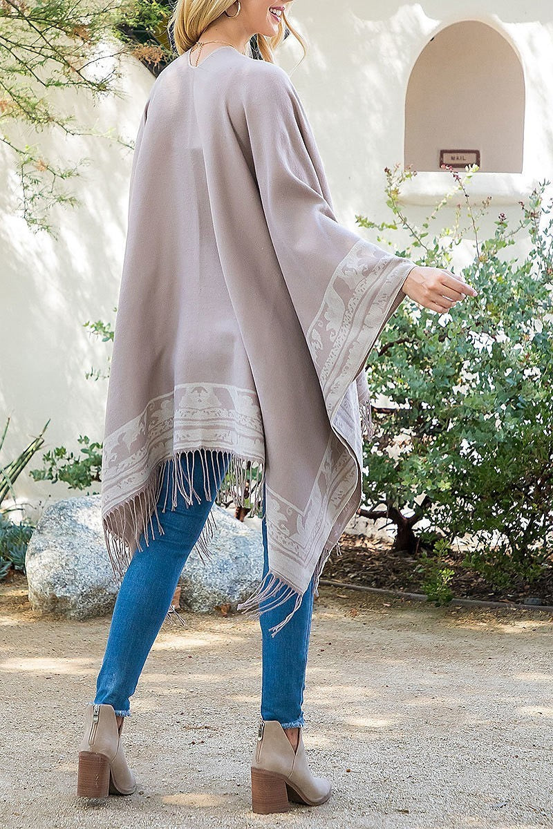 Border line warmer kimono wrap (DGS5845)