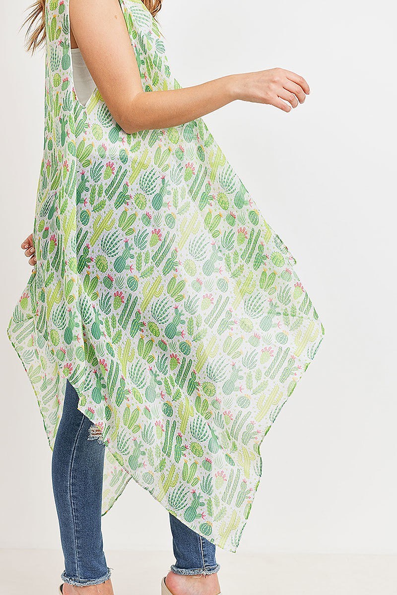 Cactus long open front kimono vest (DGS5172)