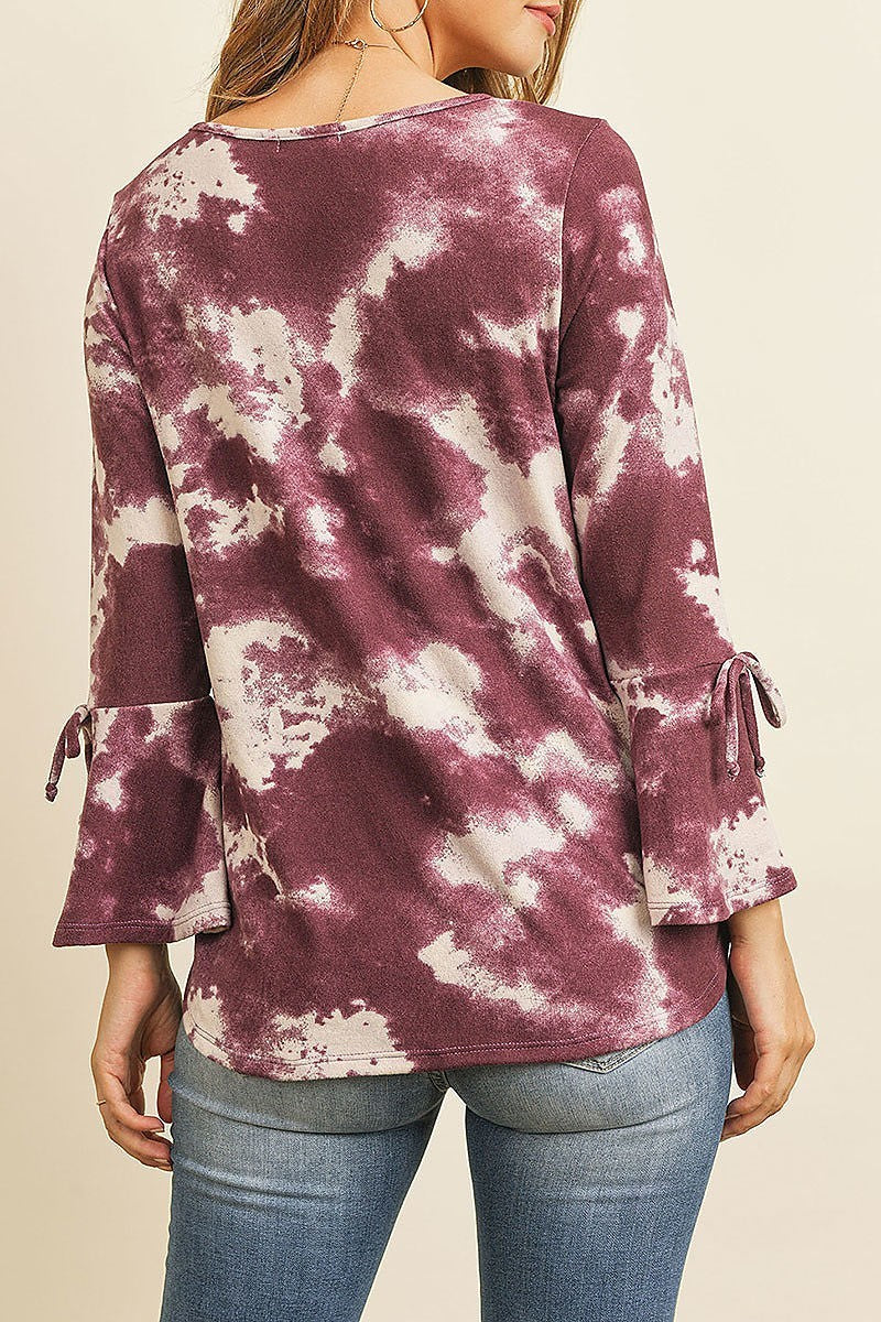 Bell sleeve tie dye loose fit top (ED8022-1)