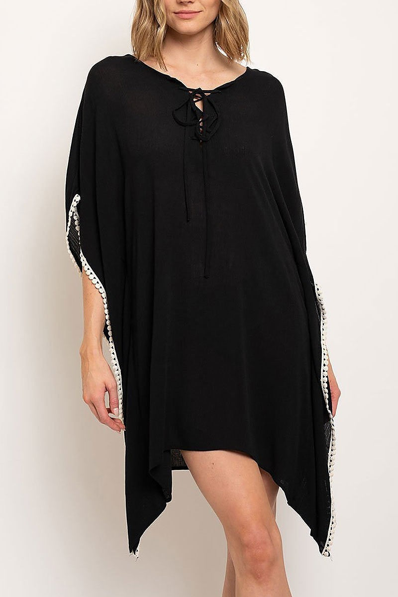 Lace trimmed loose fit tunic dress (EDWT2489)