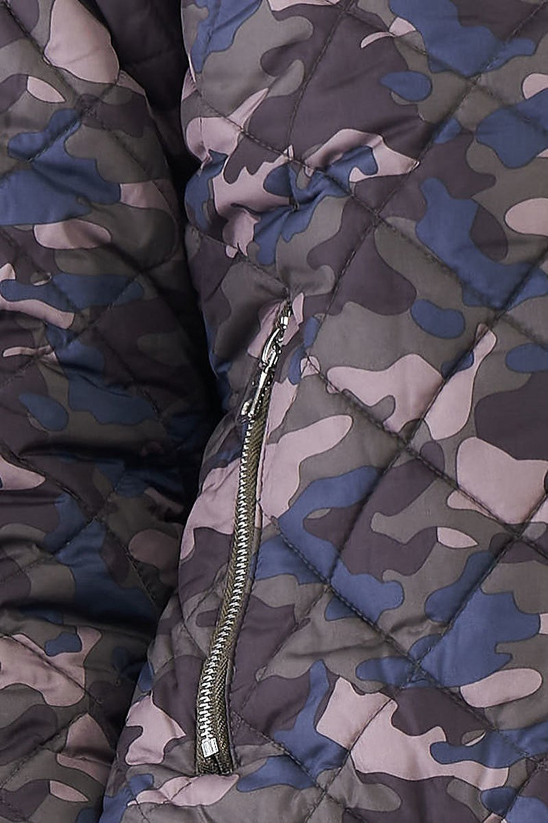 Quilted camo zip up front jacket (TDG7845)