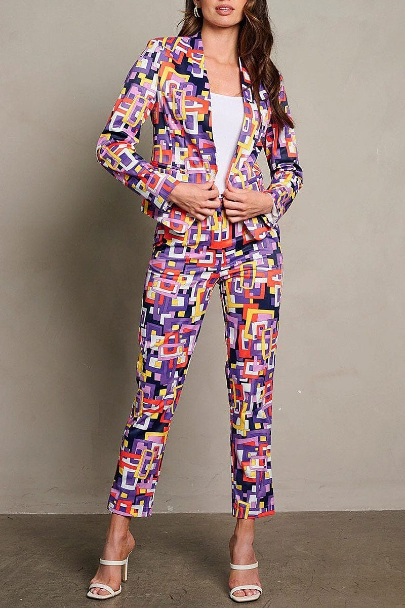 Long sleeves open front printed blazer (EGWT2147-JACKET)