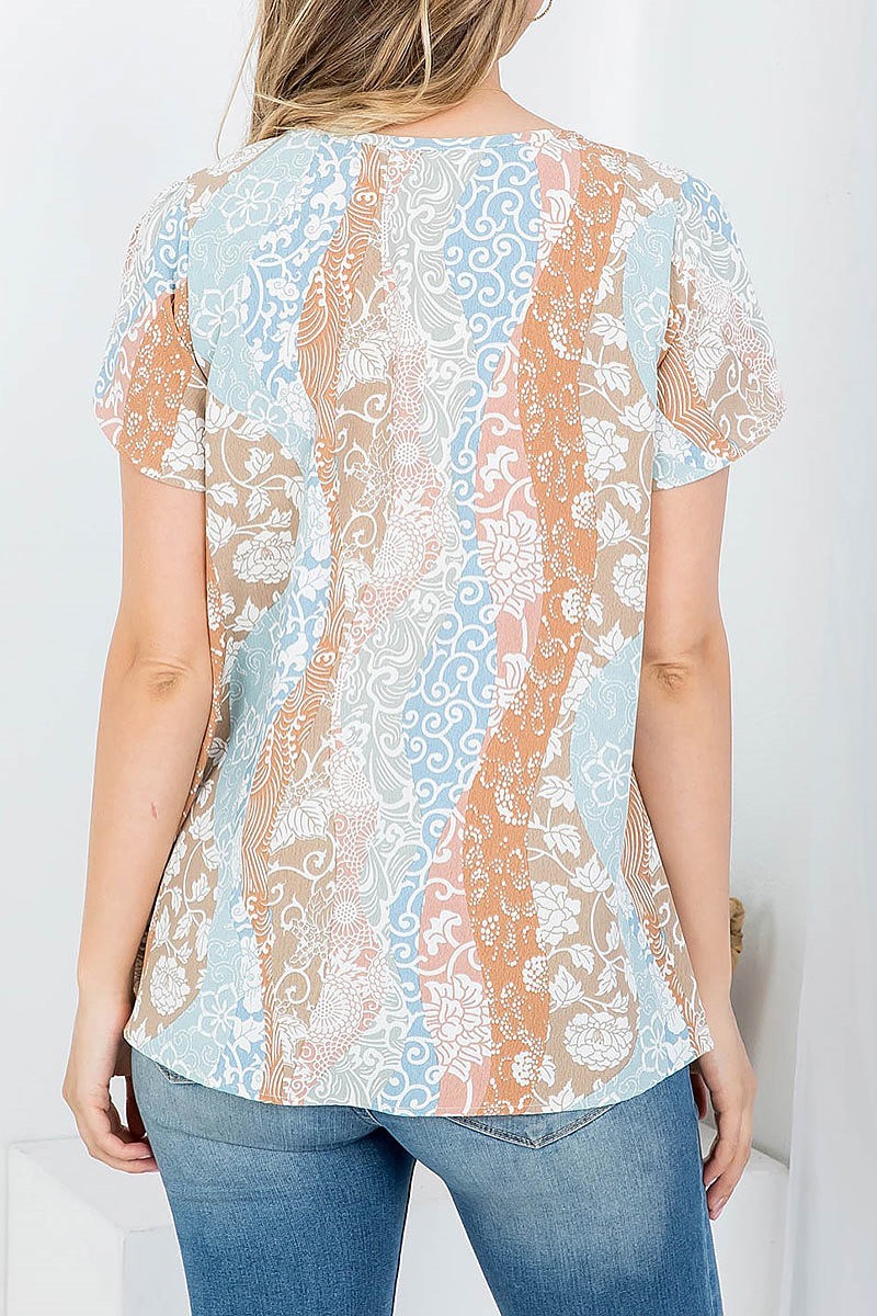 Floral morocan printed top (EF4376)