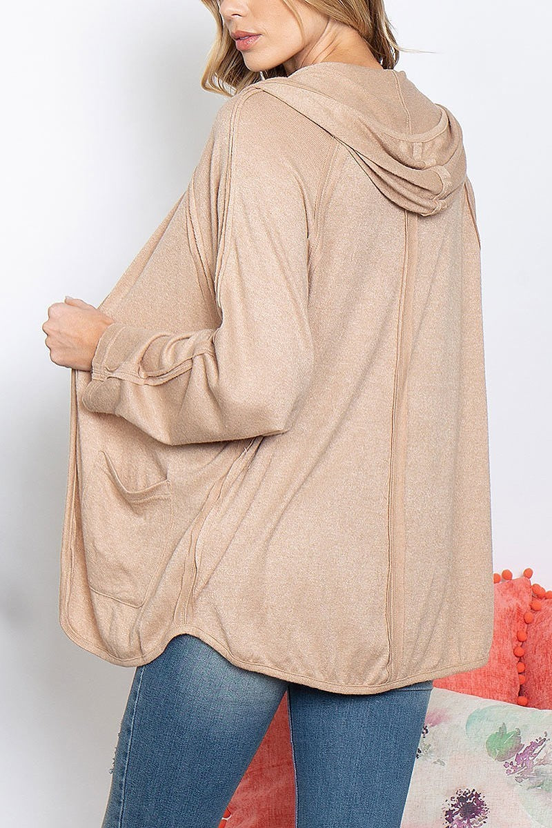 Oversized soft knit hooded cardigan (DGS5949)