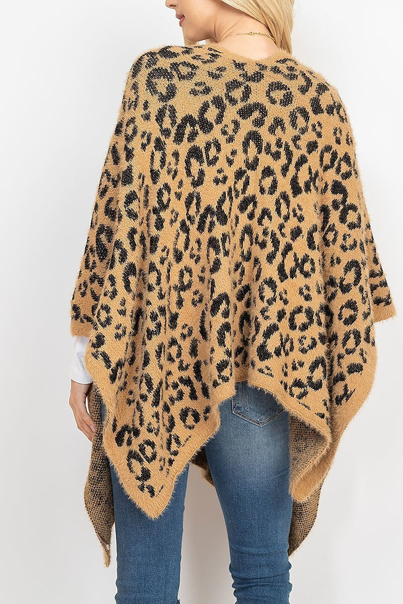 Leopard print sweater poncho (DGS5334)