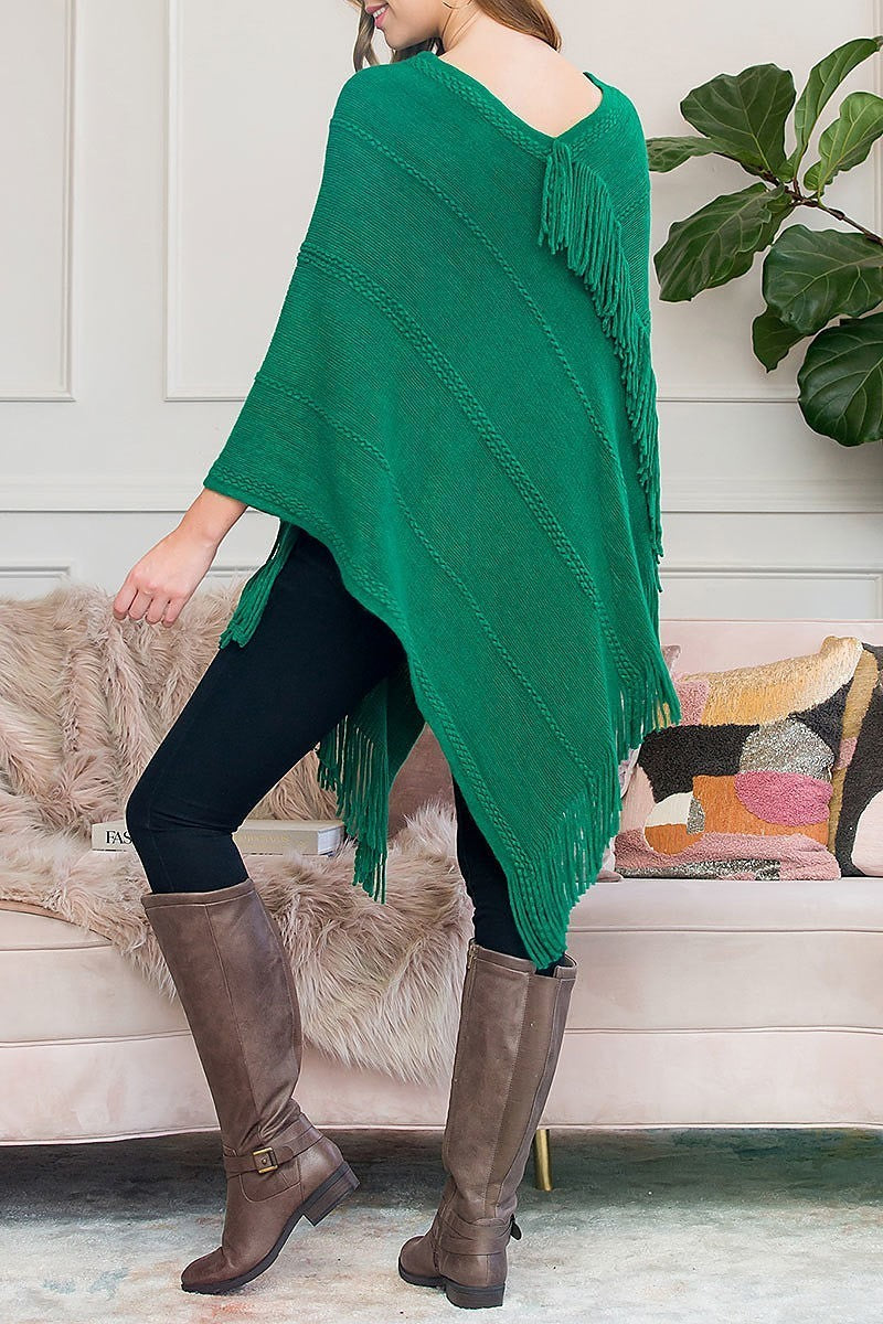 Asymmetric fringe poncho (DGS5881)