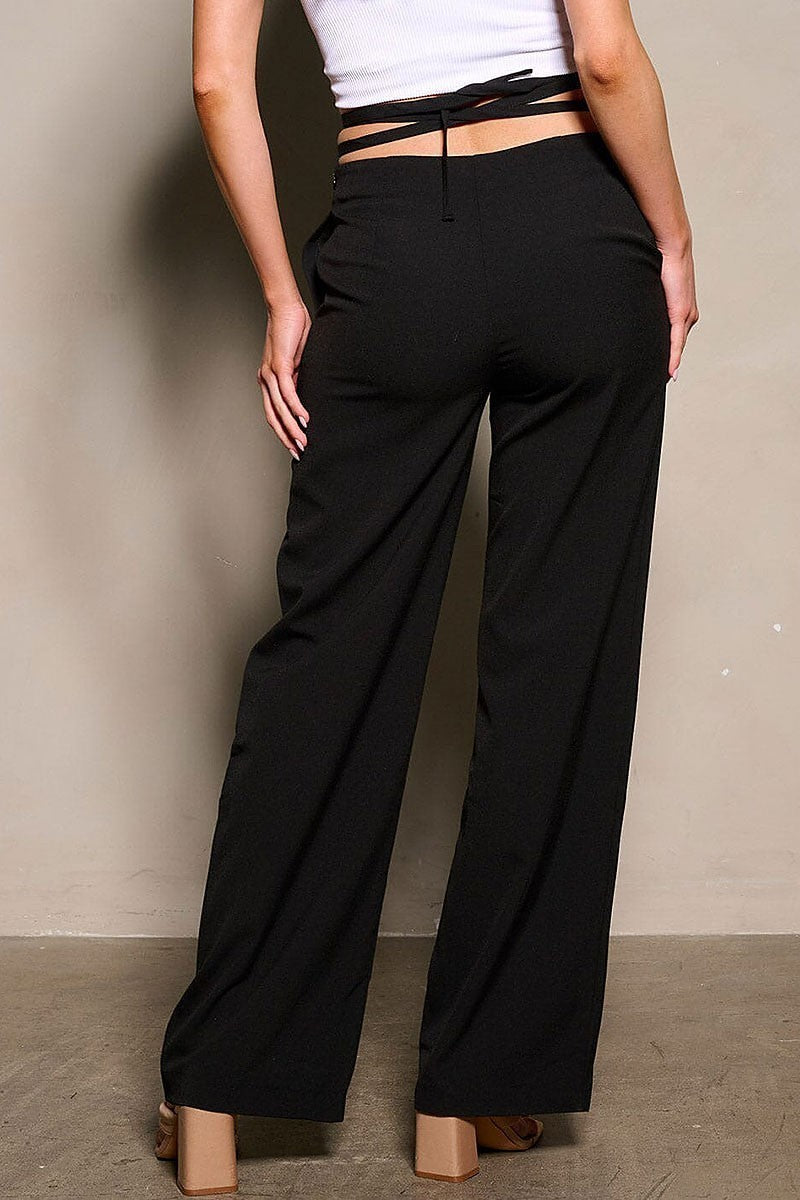 Zip up pockets wide leg pants (EFWT9404)