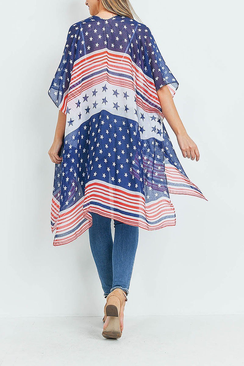 Multi striped american flag kimono (ED9322)