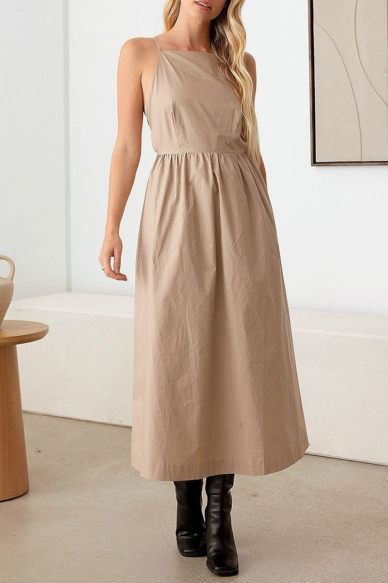 Open tie back a line midi dress (TED2740)