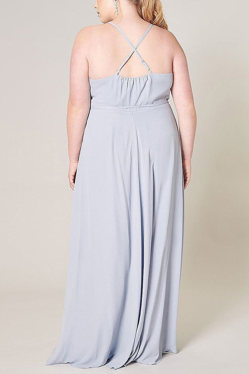 Sleeveless surplice open back maxi dress (EFWT3243)