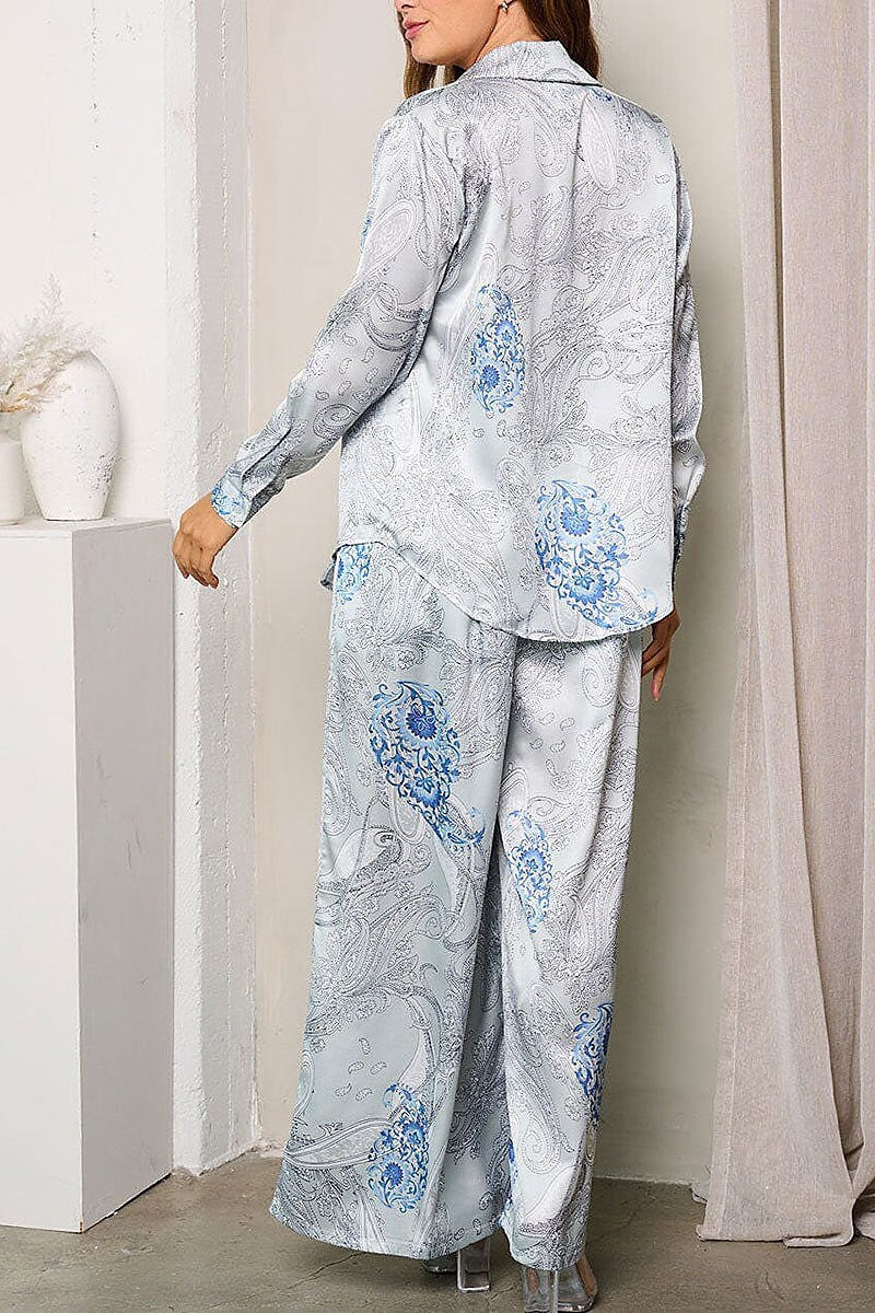 Bra & widel leg pants printed 3pc. set (EFWT3806)