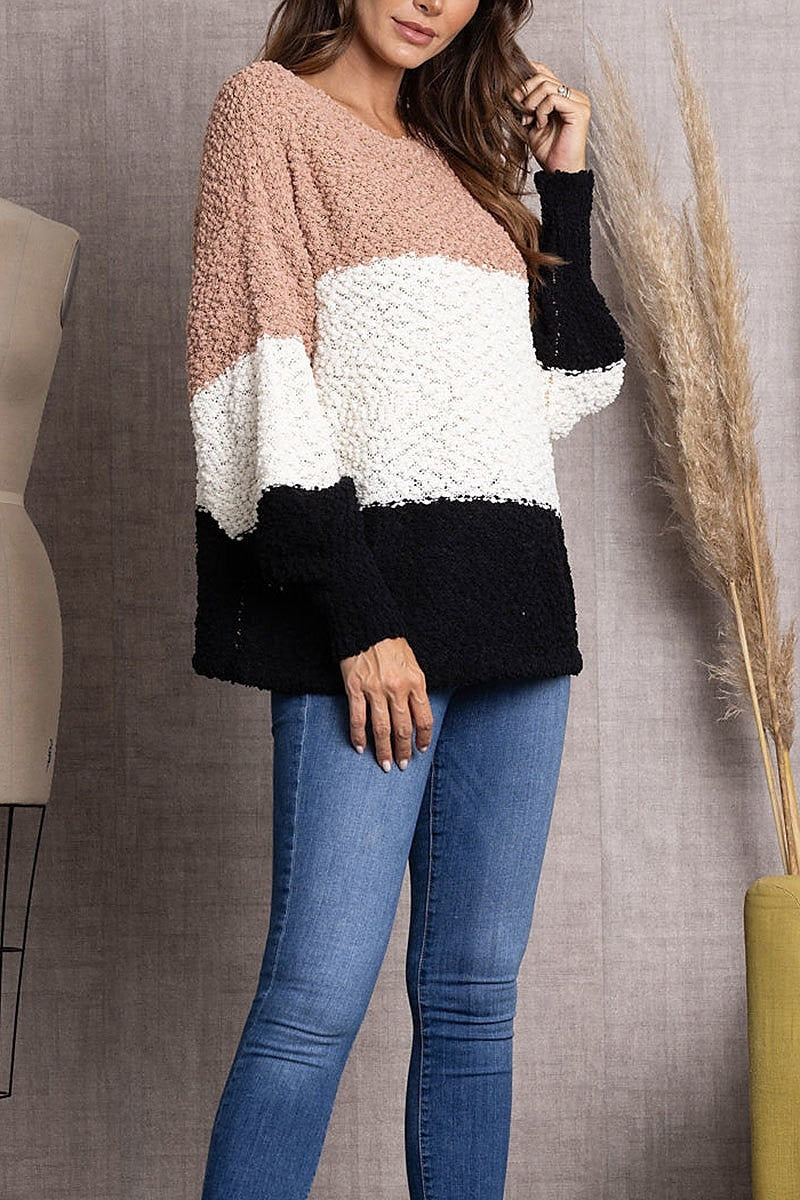 Color block long sleeve sweater (EDSW3484)