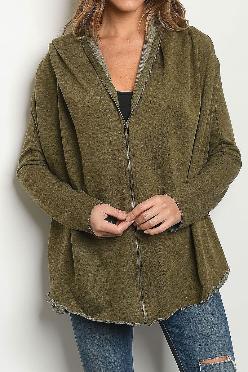 Zip front loose fit knit jacket cardigan (DGS4631-1)