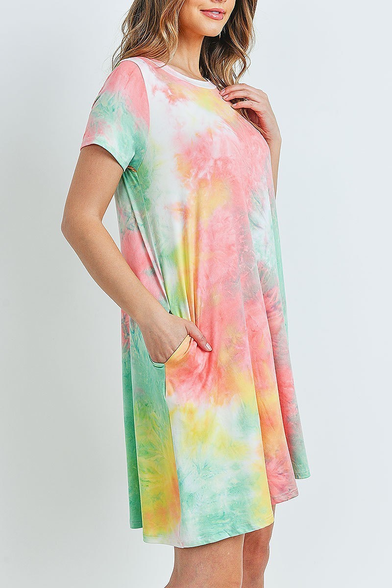 Tie dye pocket swing dress (DED6415)