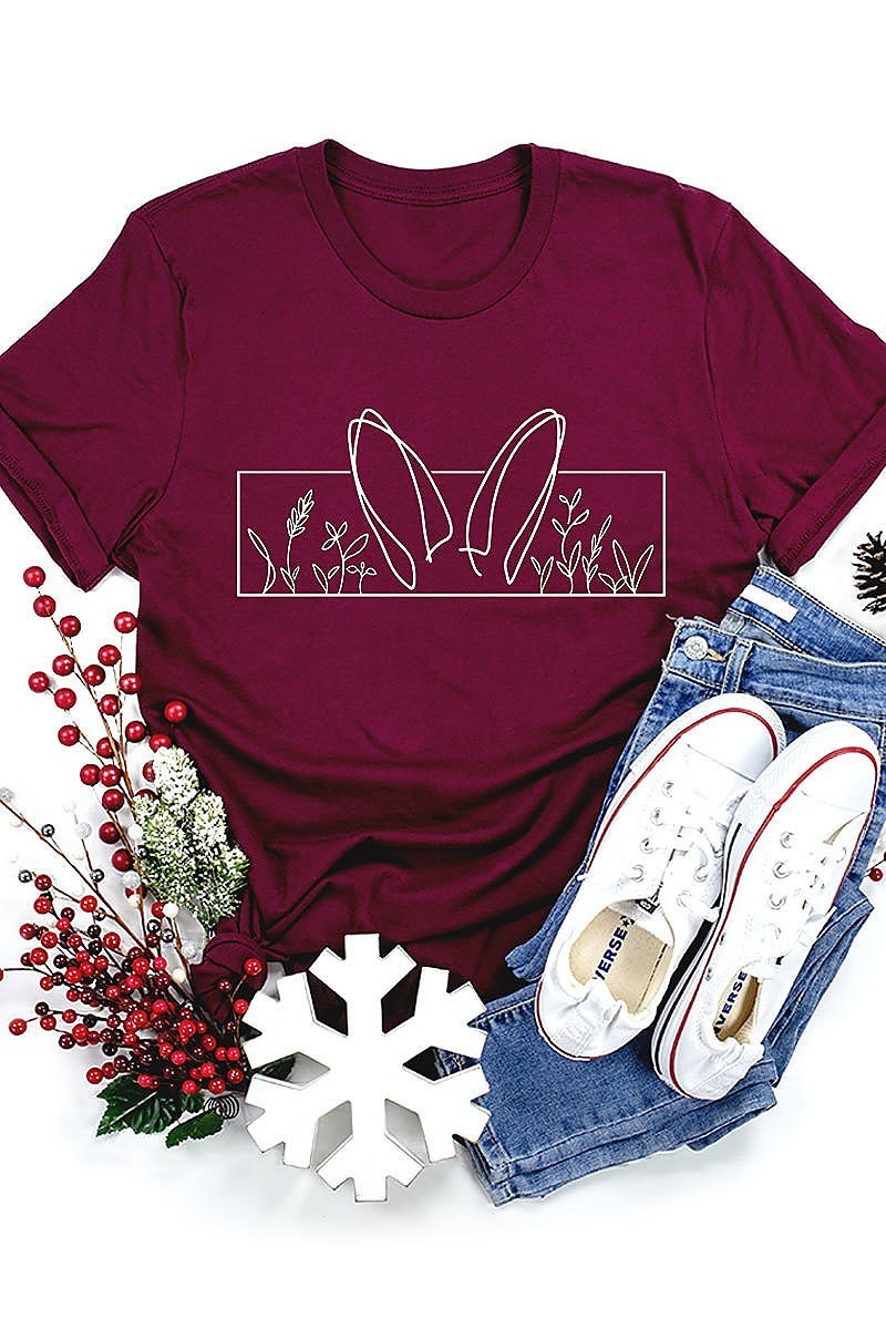 Bunny ears flowers graphic top (EF3736)