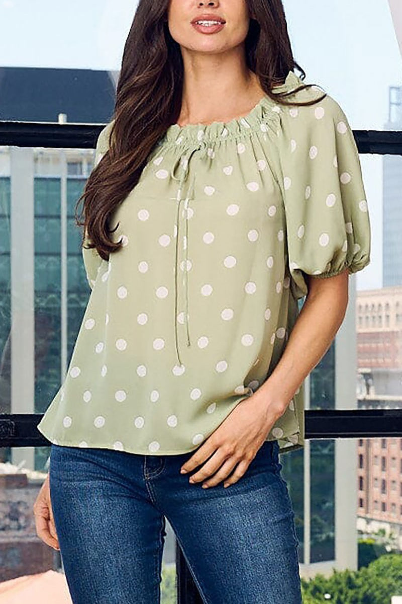 Short sleeve polka dots top (EFWT1802)