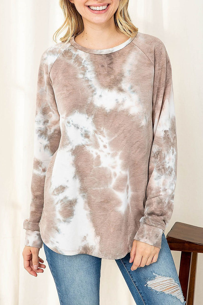 Tie dye long sleeve pullover top (EF2656)