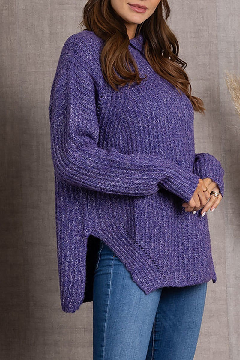 Broken rib stitch pullover sweater (EDSW3765)