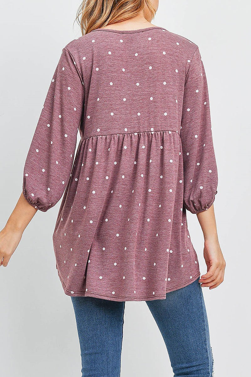 Quarter sleeve polka dot hi low top (EF1857)