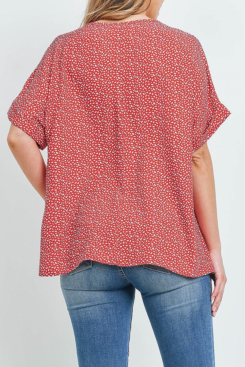 Oversize v neck pebble print top (EF1620)