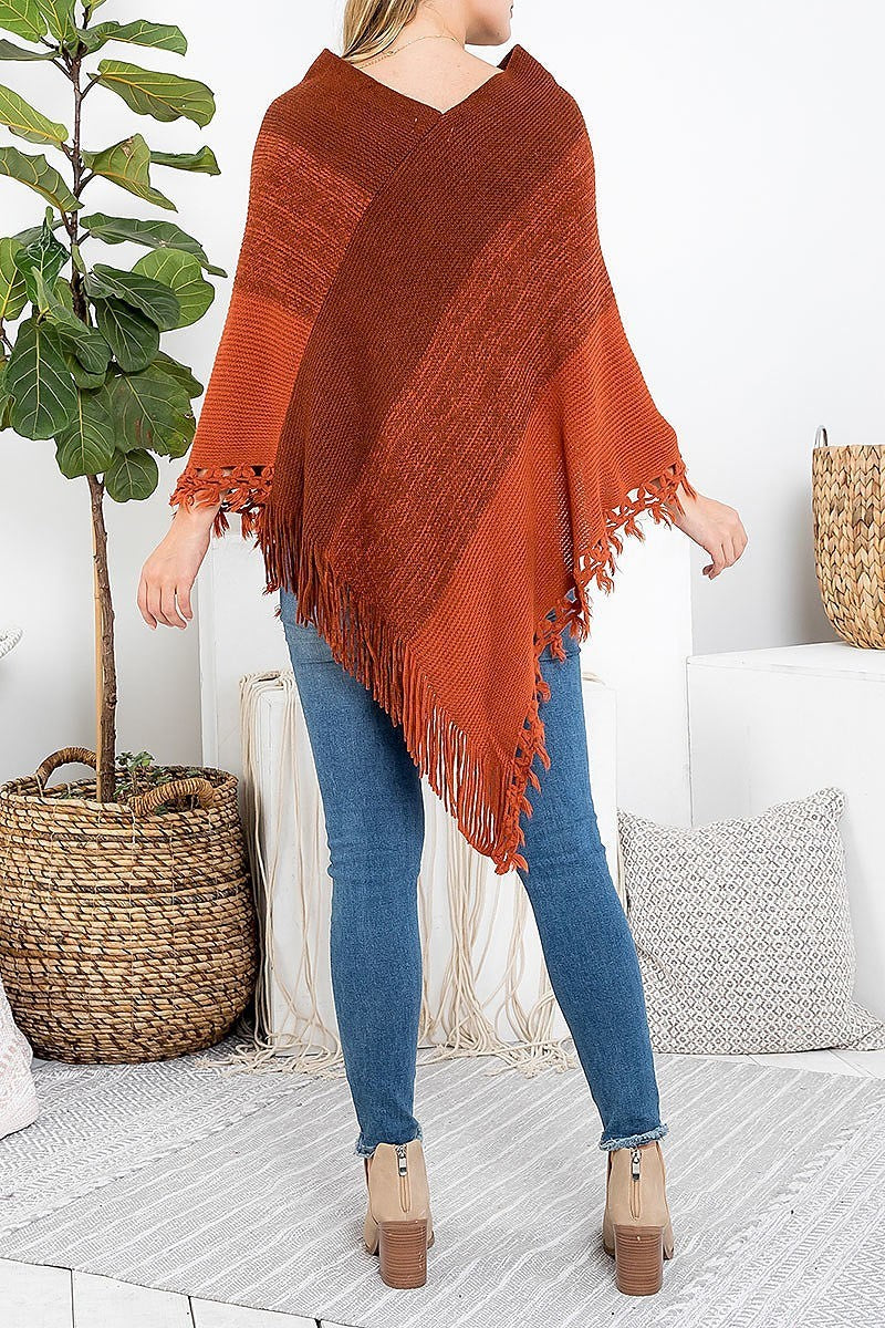 Knitted tassel fringe poncho (DGS5430)