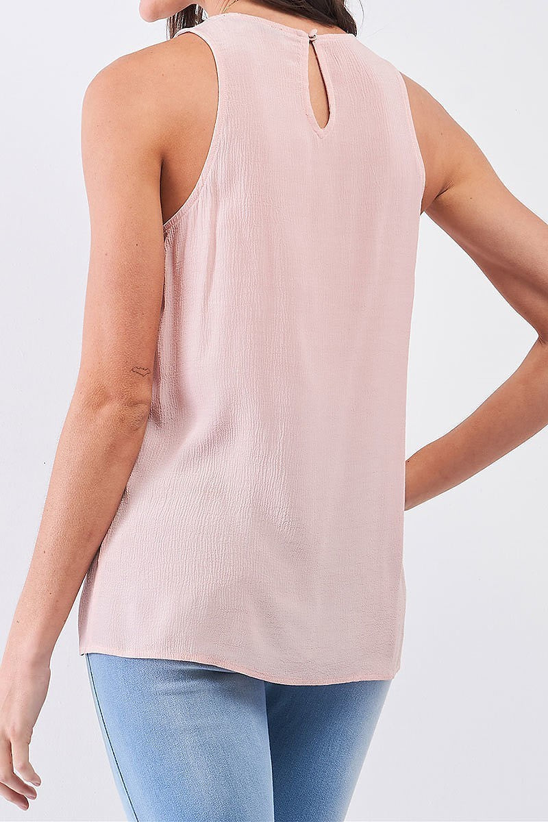 Scoop neck loose fit crepe top (TDG7933)