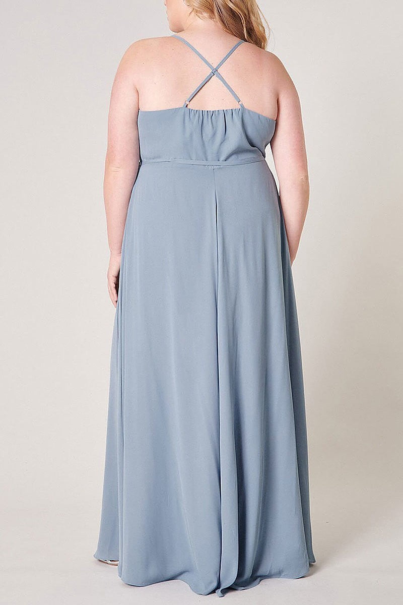 Sleeveless surplice open back maxi dress (EFWT3226)