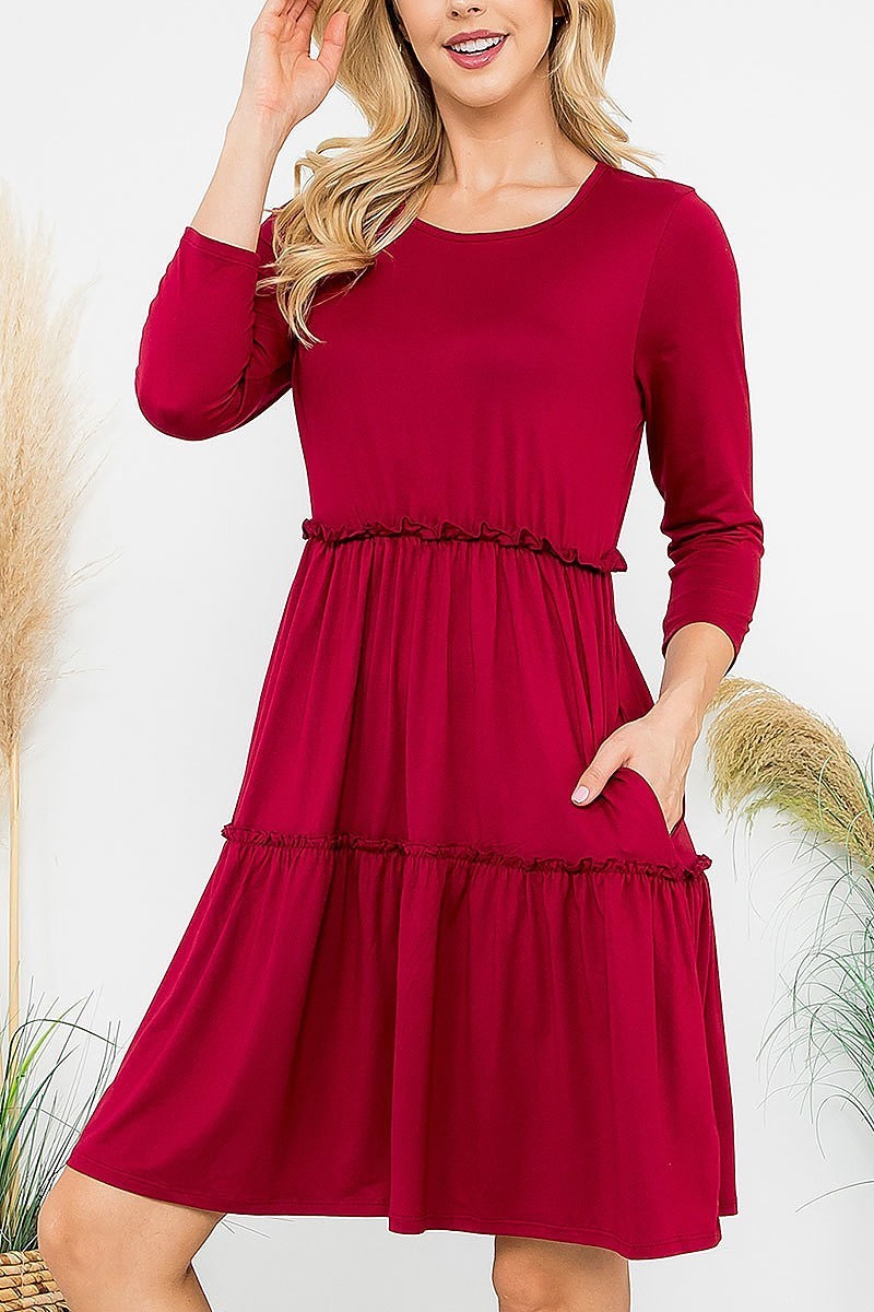 Long sleeve merrow detail dress (DED8859)