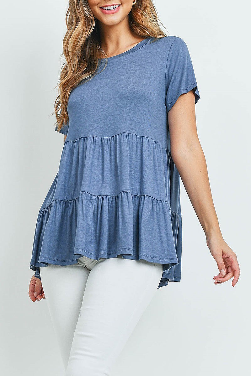 Tiered layered round neck top (ED9948)