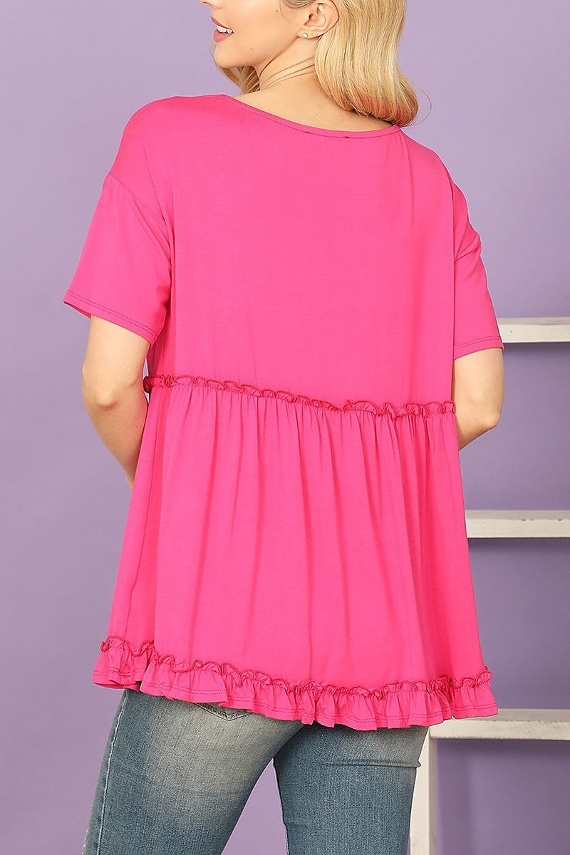 Short sleeve merrow detail solid top (EF7443)