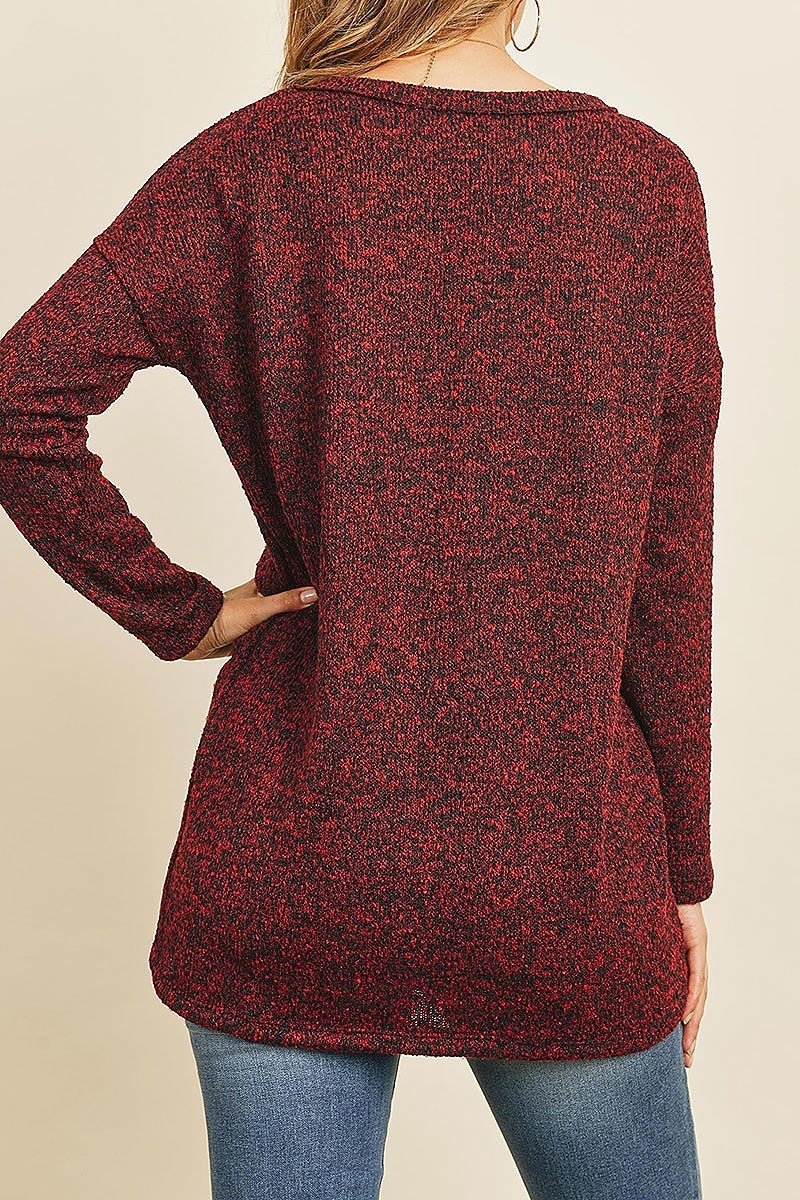 Long sleeved two toned hacci tunic (ED8147)