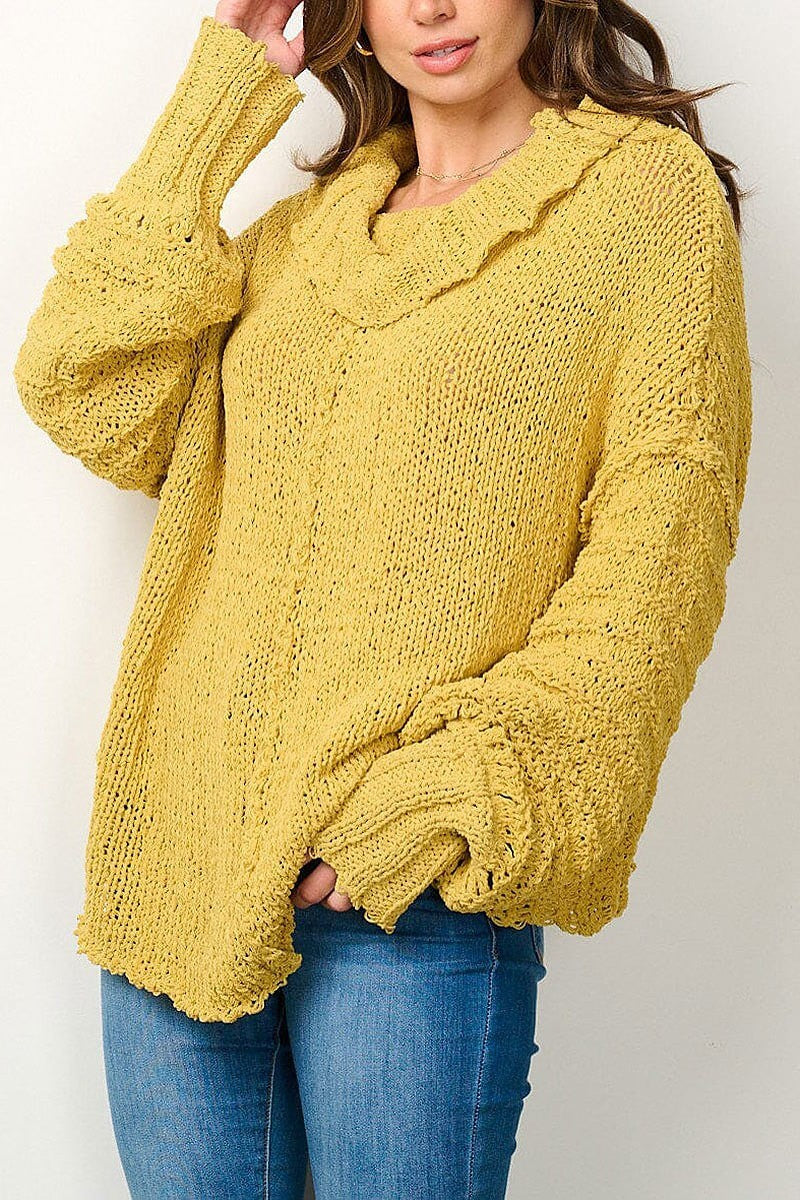 Long sleeve turtle neck knitted sweater (EFWT7005)