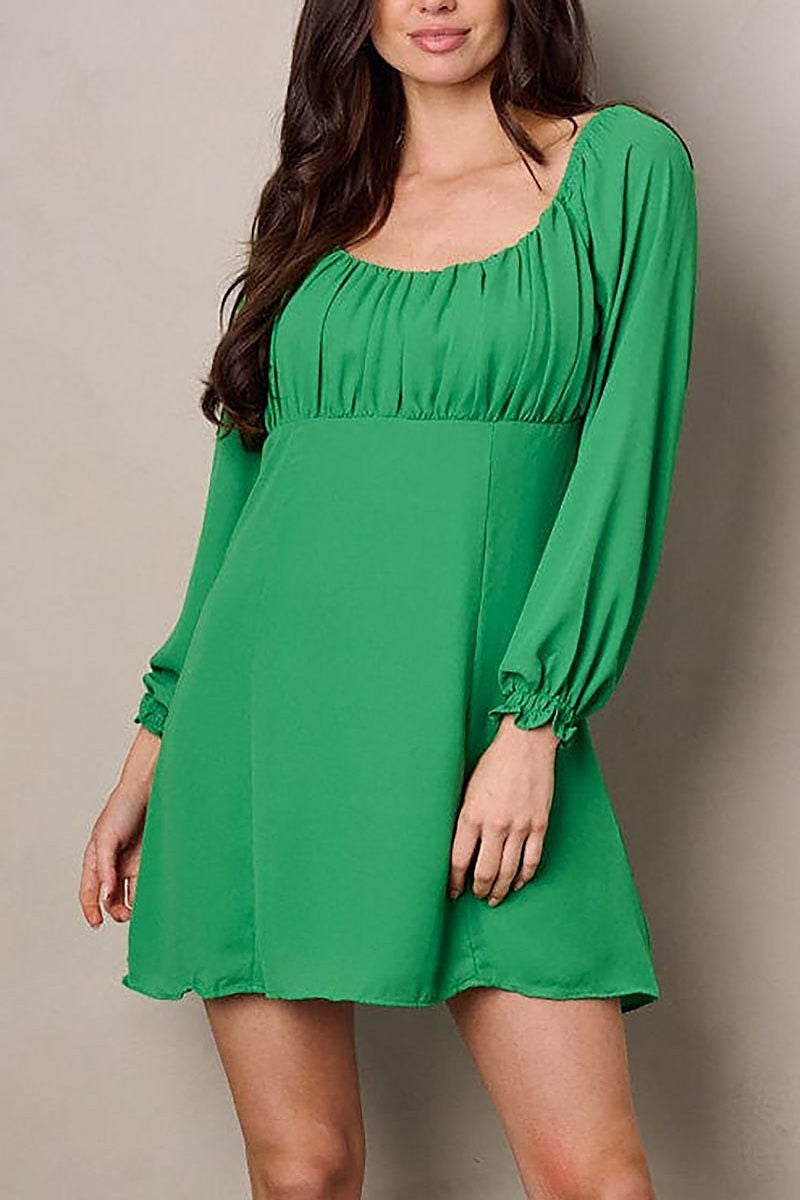 Long sleeve square neck mini dress (EFWT2272)