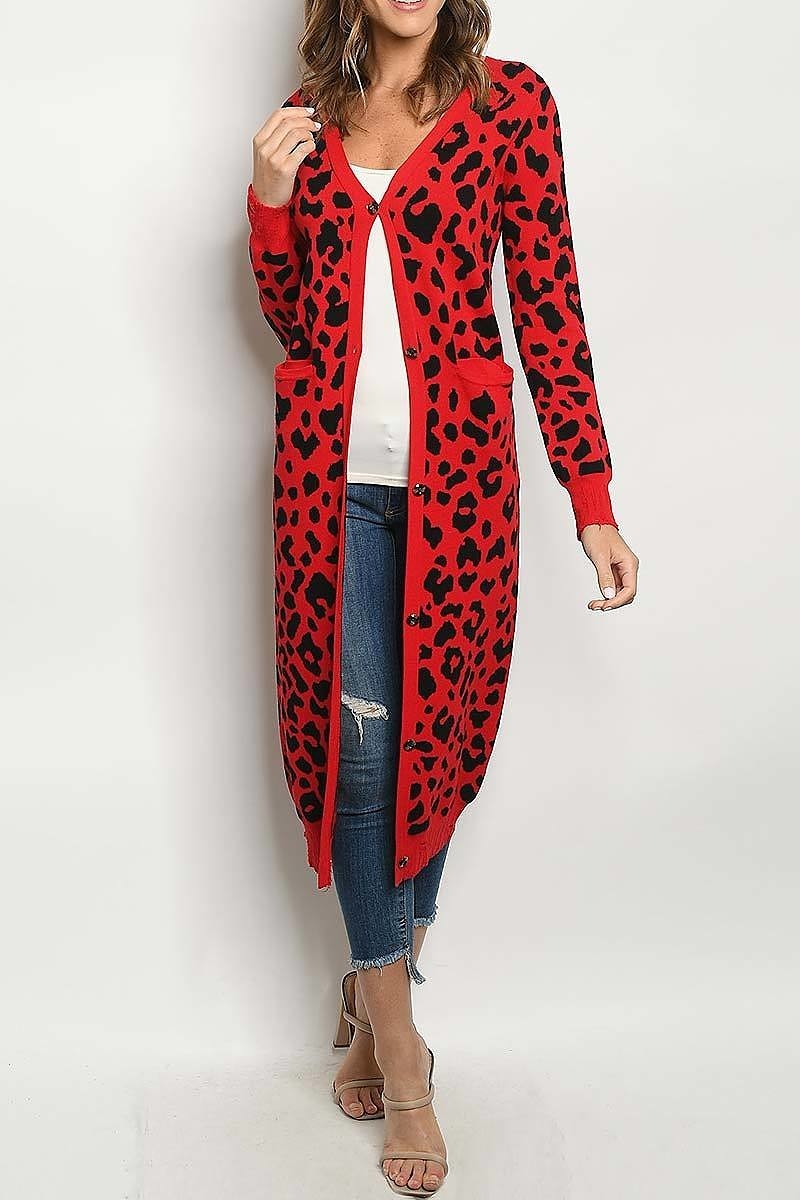 Animal print open front sweater cardigan (DGS4440)