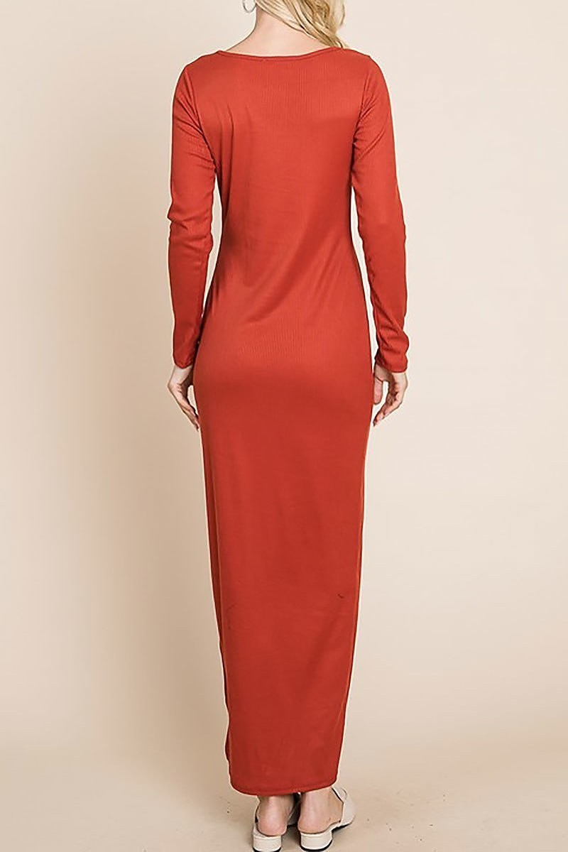 Long sleeve scoop neck maxi dress (DED8771)