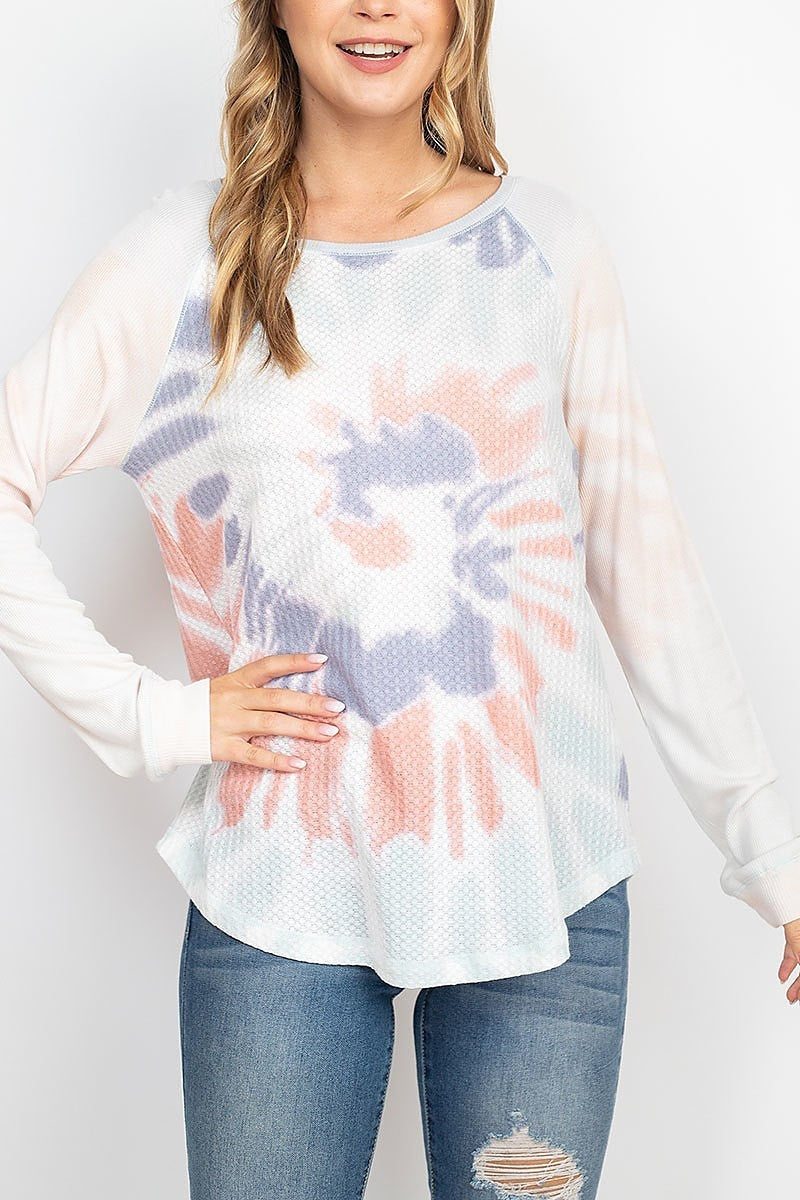 Tie dye thermal and rib mix top (EF1977)