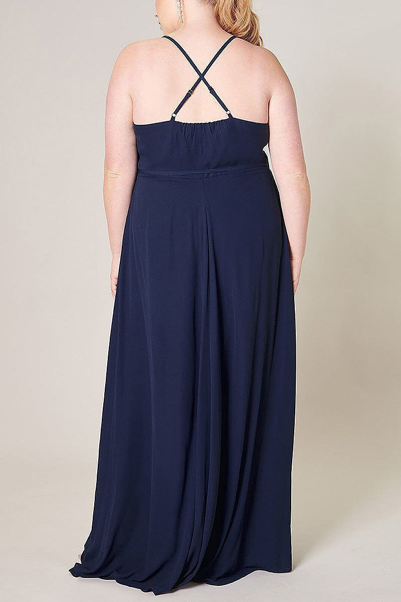 Sleeveless surplice open back maxi dress (EFWT3234)