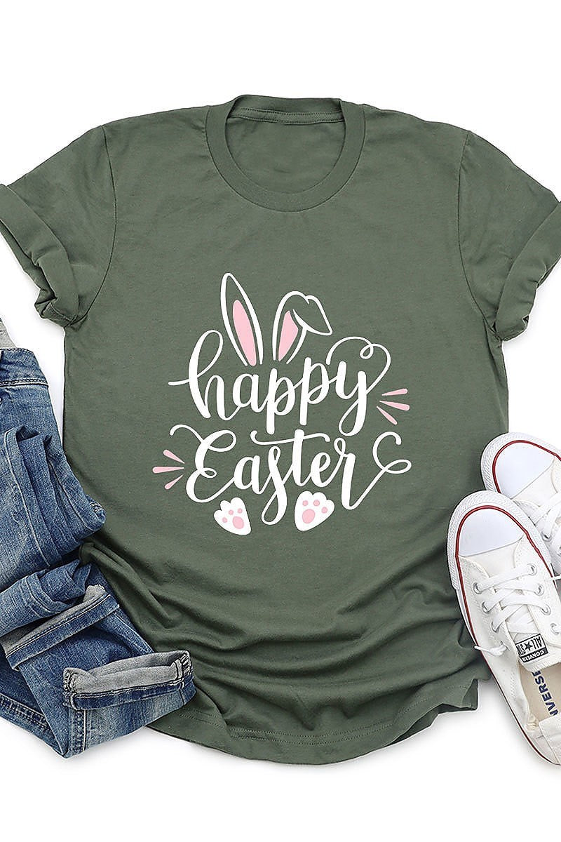 Happy easter bunny graphic top (EF3738)