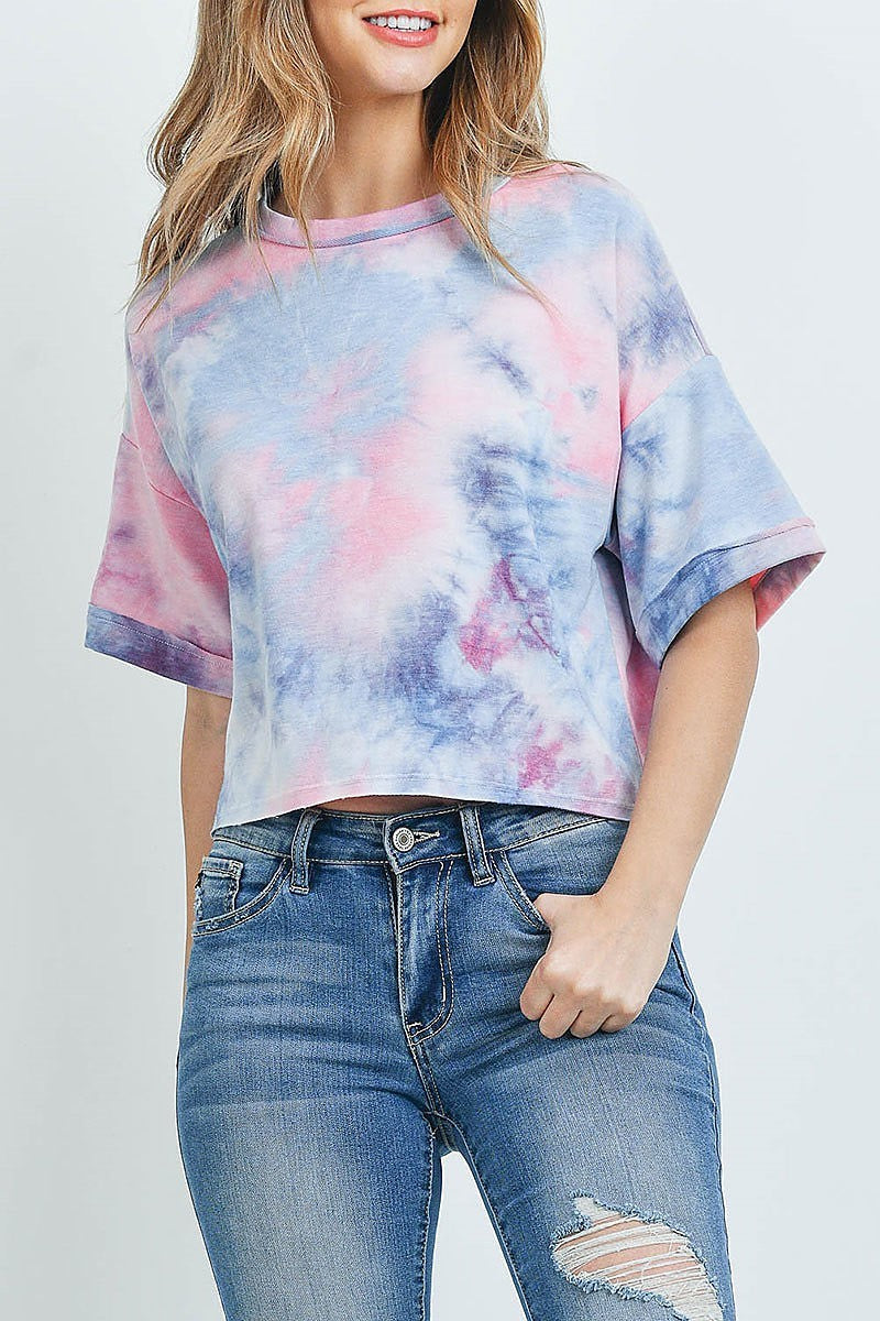 Crew neck tie dye top (ED8716-1)