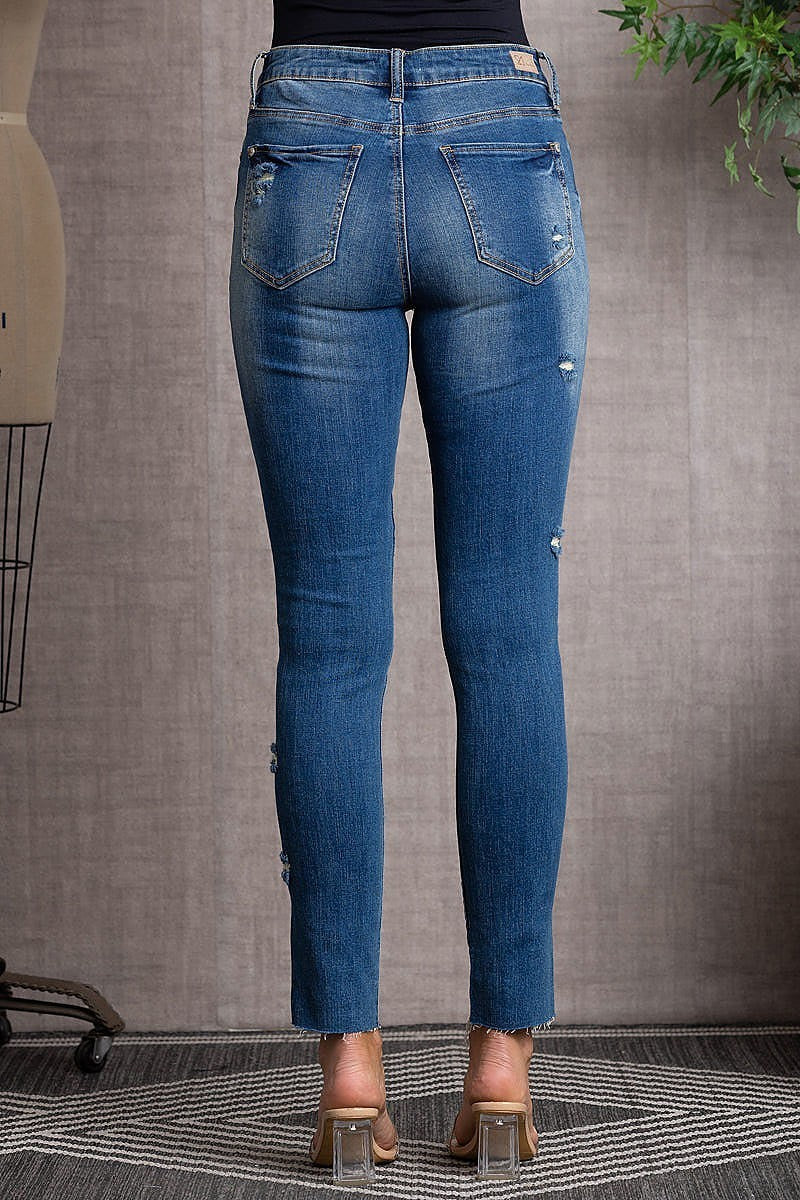 Low rise ripped skinny denim jeans (EDSW3115)