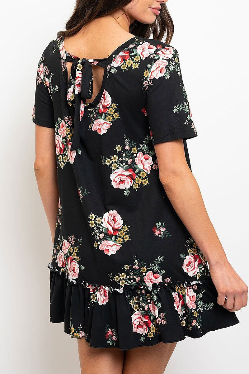 Ruffle hem detail floral print dress (EDWT2227)