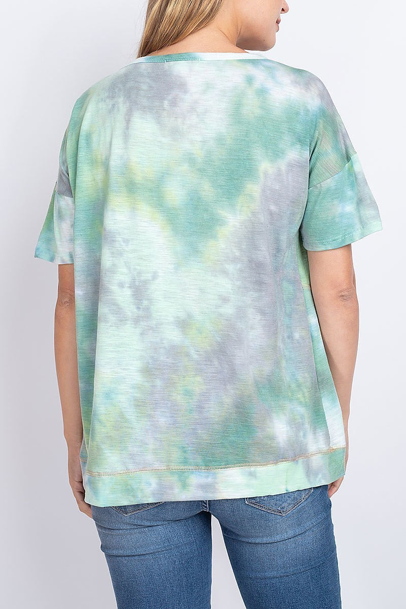 Round neck tie dye loose fit top (EF1907)