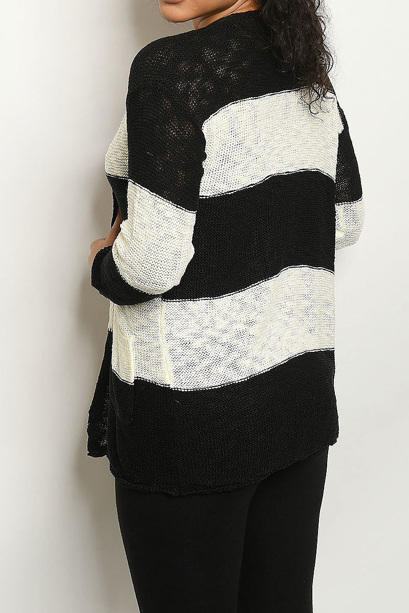 Color block pocket detail sweater knit cardigan (ED7802)