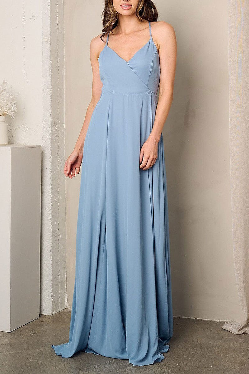 Sleeveless surplice self tie maxi dress (EFWT3229)