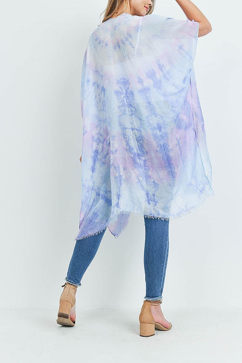 Tie dye open front knee length kimono (ED9899)