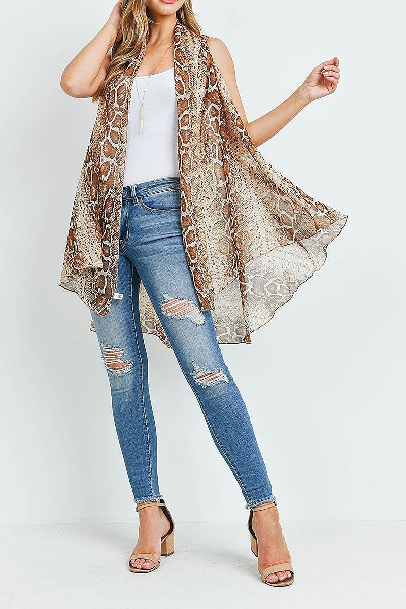 Snake skin light kimono vest (ED9325)