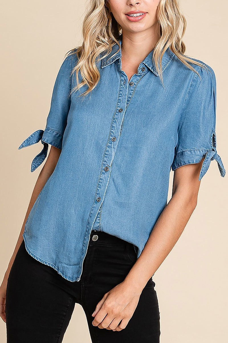 Lyocell chambray button-down shirt (EDH1626)