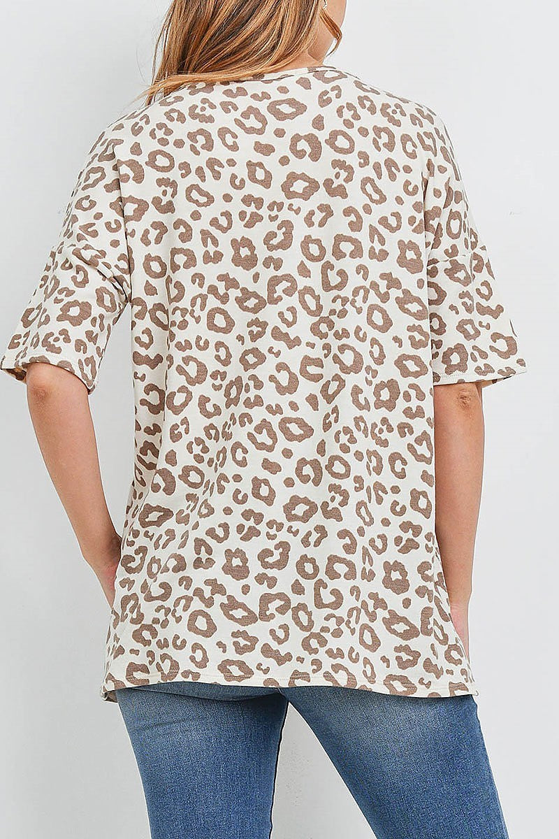 Boat neck leopard print top (EF1266)